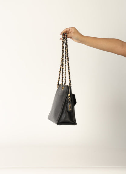 Chanel 1997 Caviar Turnlock Zip Tote