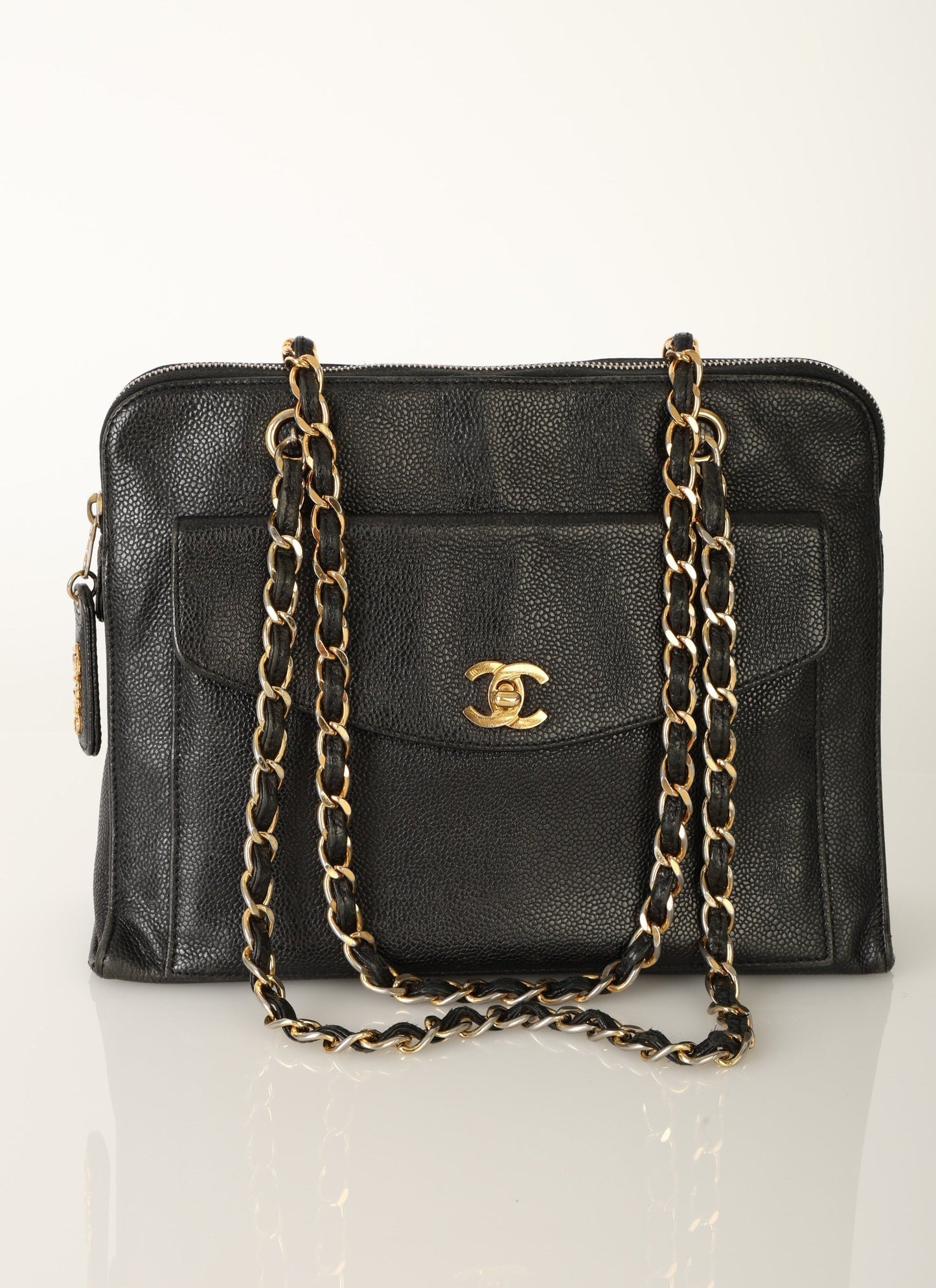 Chanel 1997 Caviar Turnlock Zip Tote