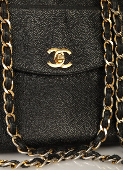 Chanel 1997 Caviar Turnlock Zip Tote