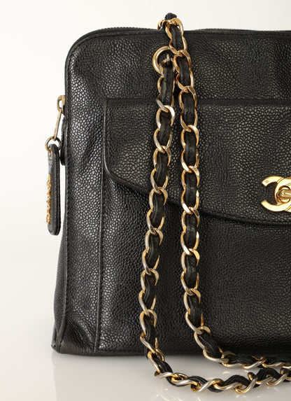 Chanel 1997 Caviar Turnlock Zip Tote