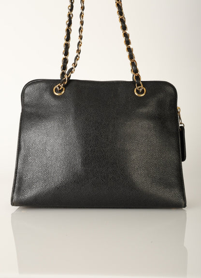 Chanel 1997 Caviar Turnlock Zip Tote