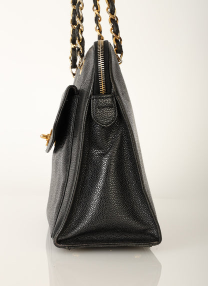 Chanel 1997 Caviar Turnlock Zip Tote