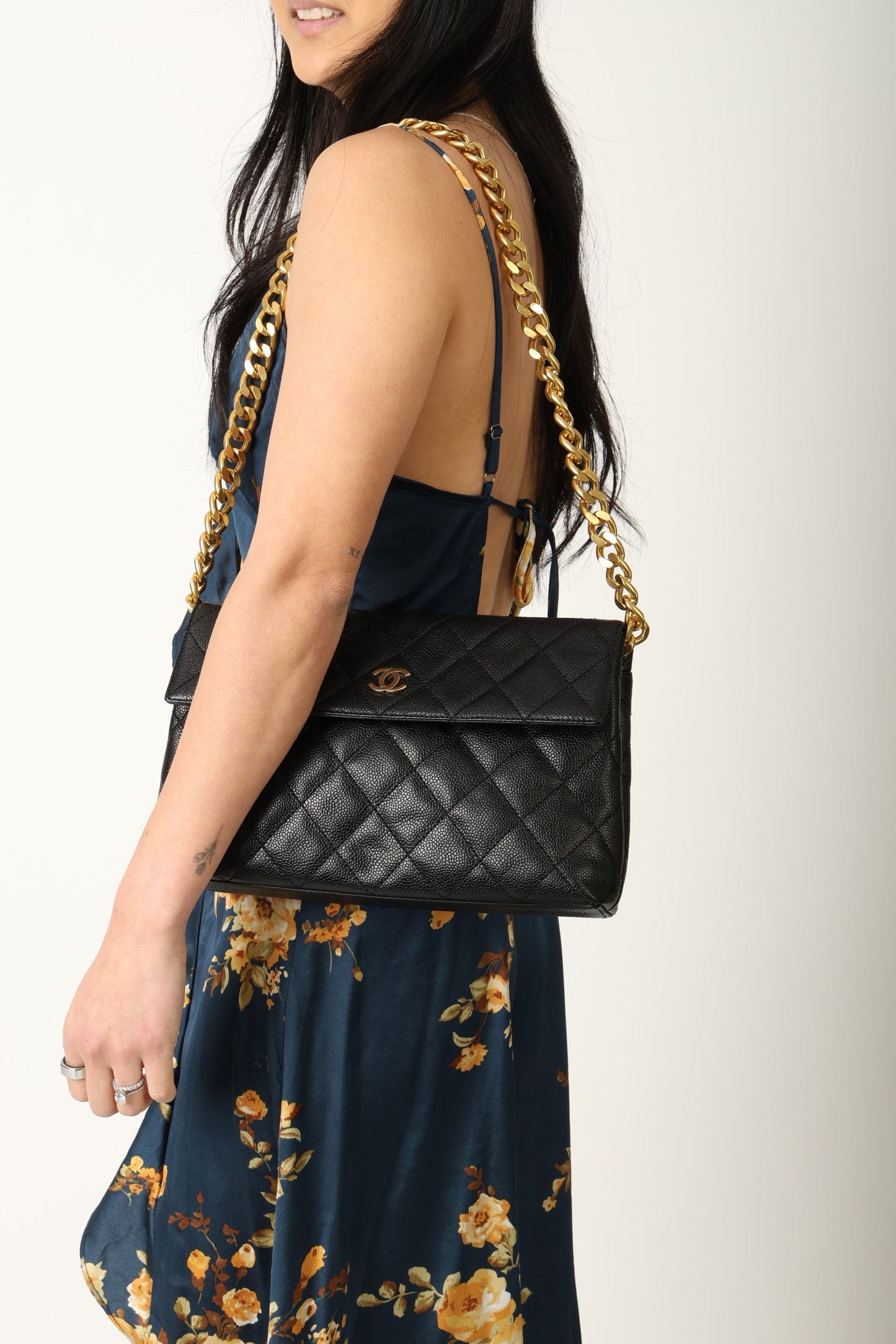 Chanel 2002 Caviar Clutch w/ Chain