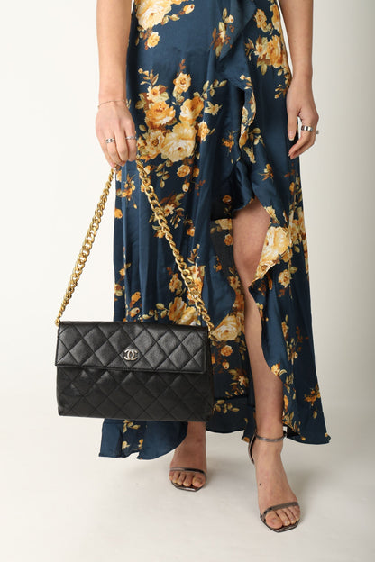 Chanel 2002 Caviar Clutch w/ Chain