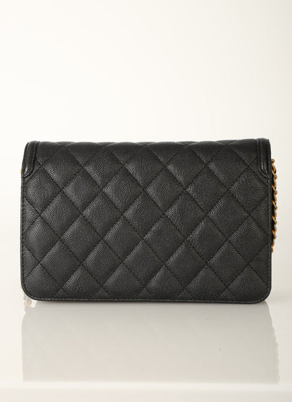 Chanel 2018 Caviar Filigree Wallet on Chain