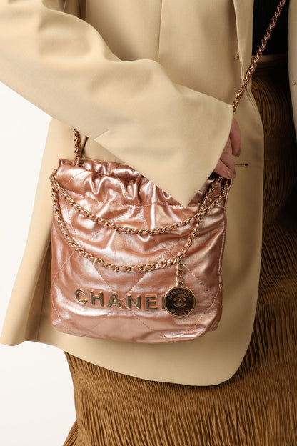 Chanel 2023 Calfskin Rosegold Mini 22