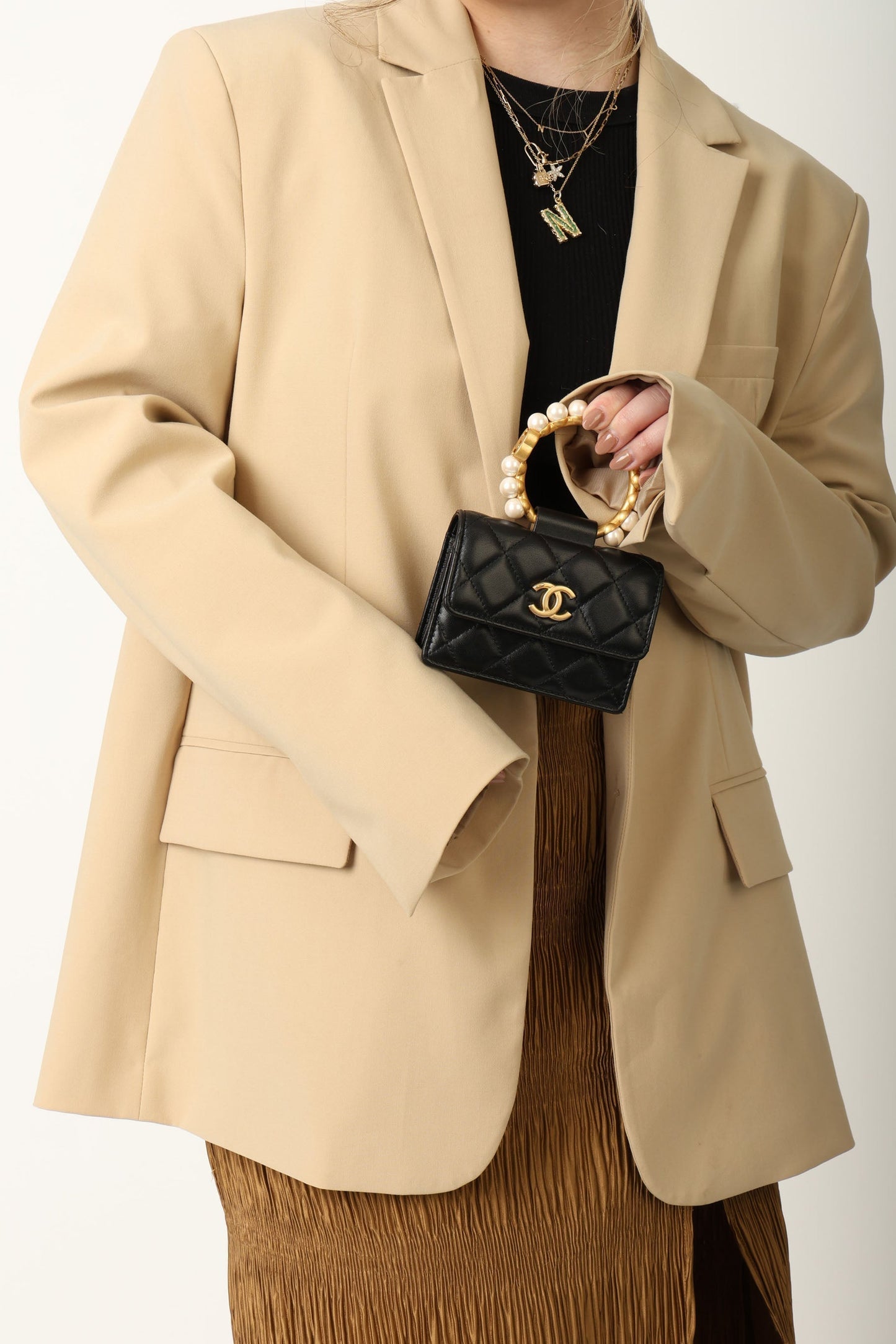 Chanel 2021 Lambskin Pearl Bracelet Bag