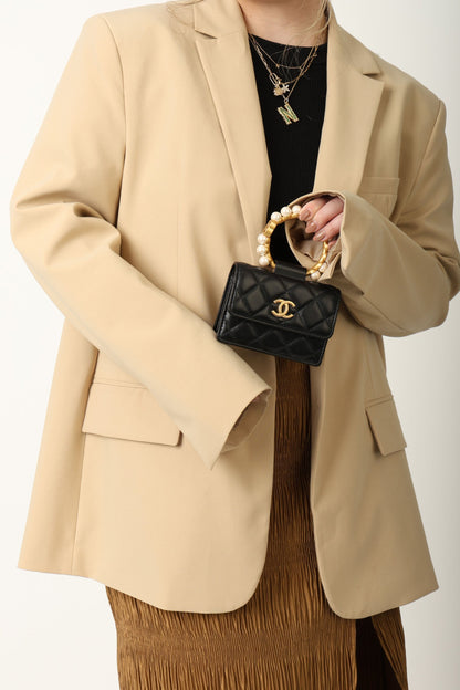 Chanel 2021 Lambskin Pearl Bracelet Bag