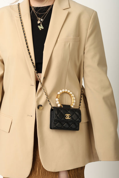 Chanel 2021 Lambskin Pearl Bracelet Bag