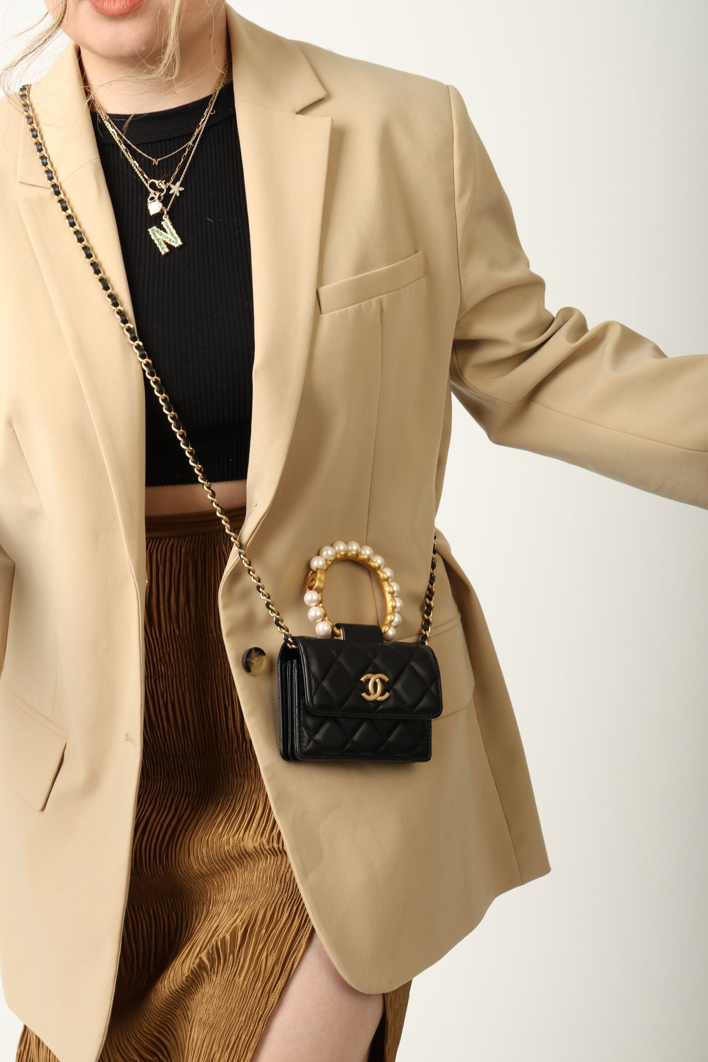 Chanel 2021 Lambskin Pearl Bracelet Bag