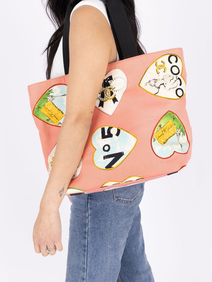 Chanel 2005 Canvas Coco Hearts Tote
