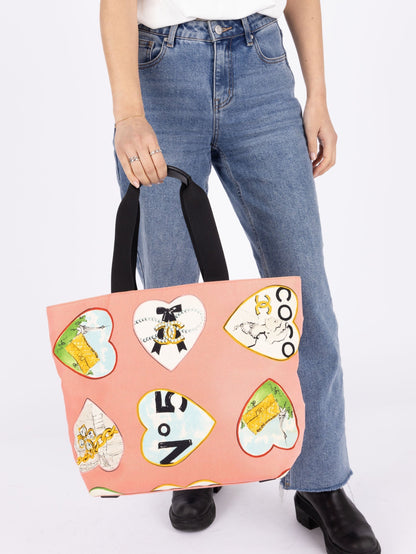 Chanel 2005 Canvas Coco Hearts Tote
