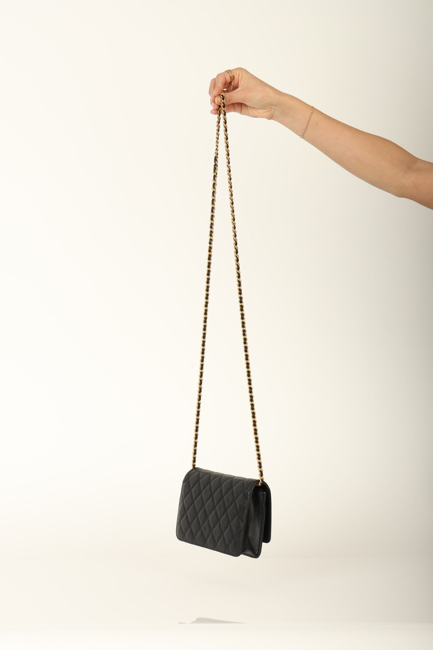 Chanel 2018 Caviar Filigree Wallet on Chain