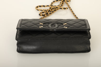 Chanel 2018 Caviar Filigree Wallet on Chain