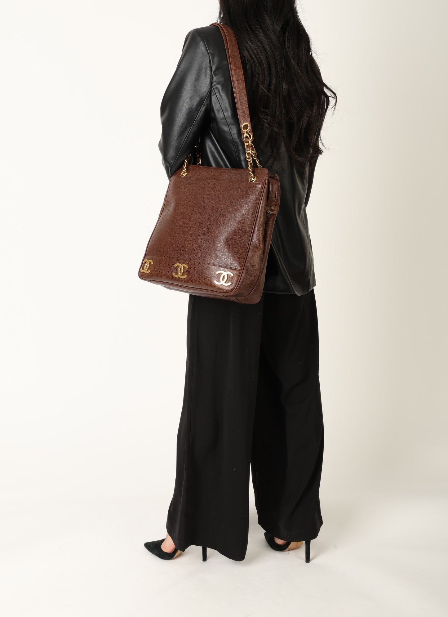 Chanel 1994 Caviar Logo Tote