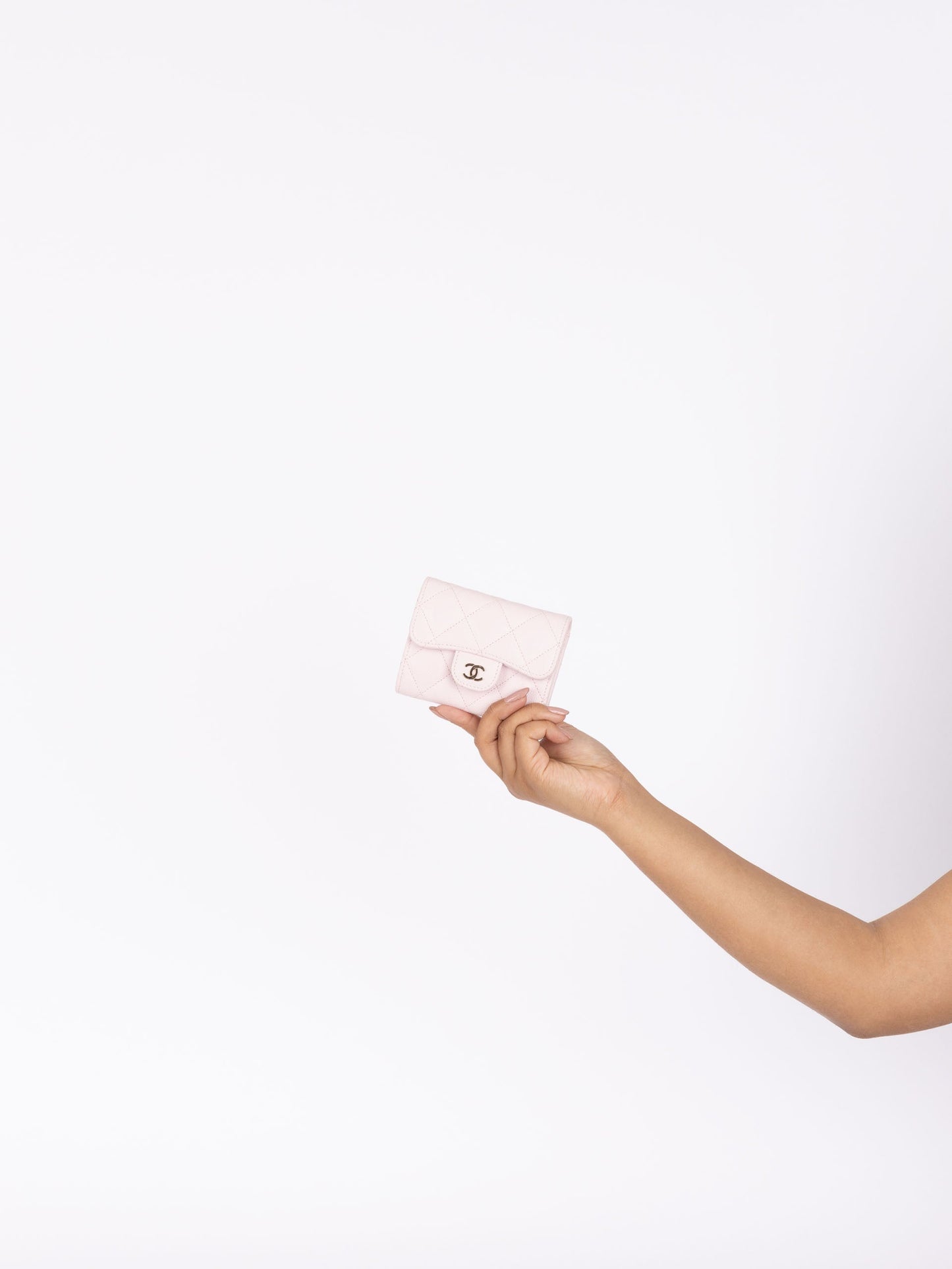Chanel 2021 Light Pink Caviar Cardholder Flap on Chain