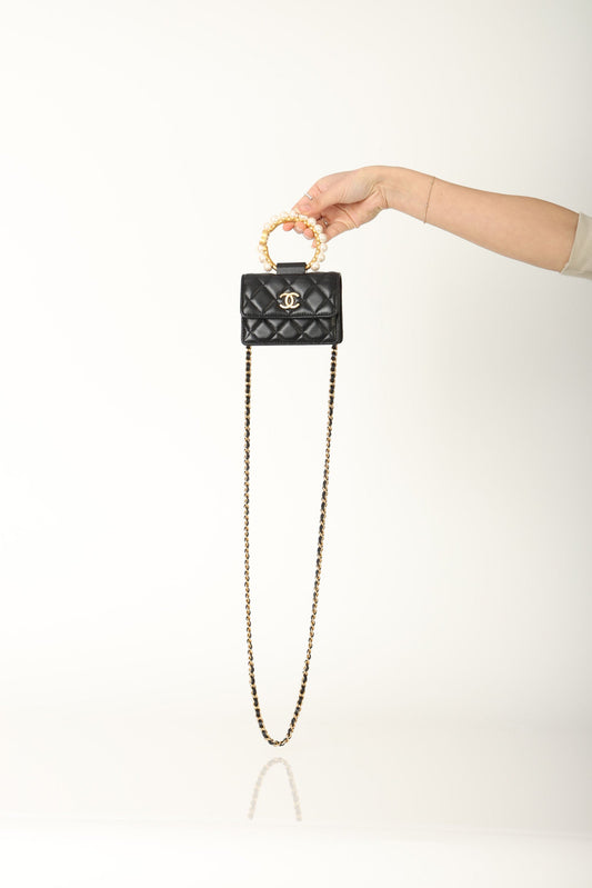 Chanel 2021 Lambskin Pearl Bracelet Bag