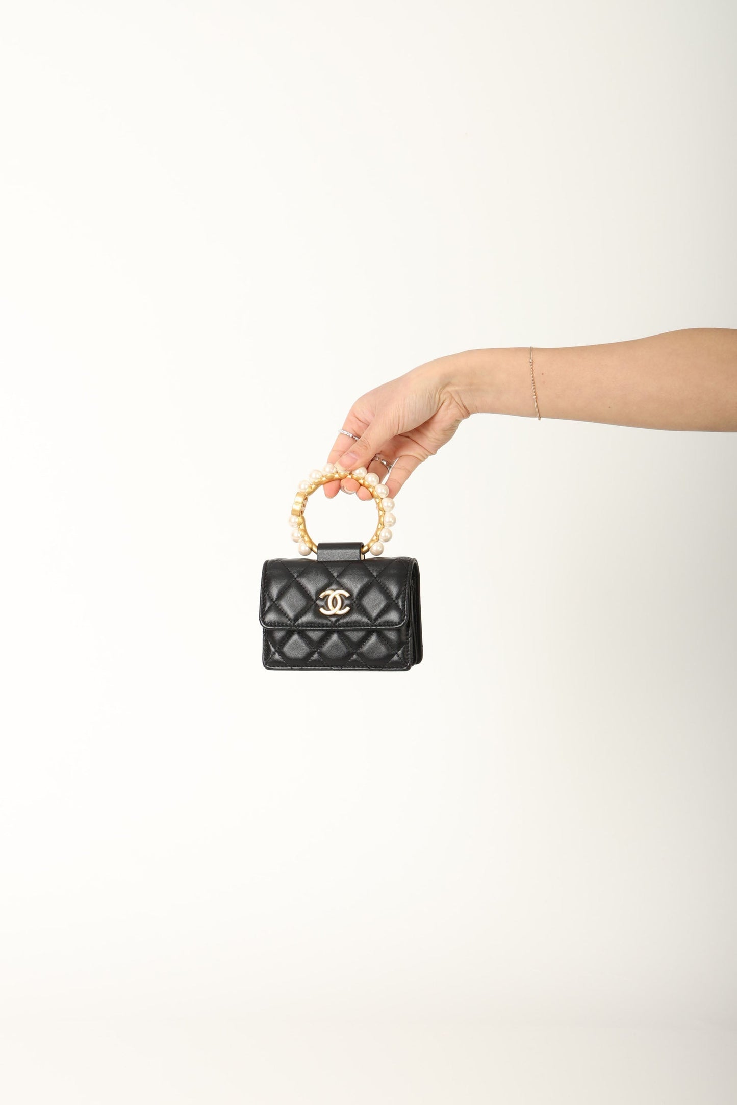Chanel 2021 Lambskin Pearl Bracelet Bag