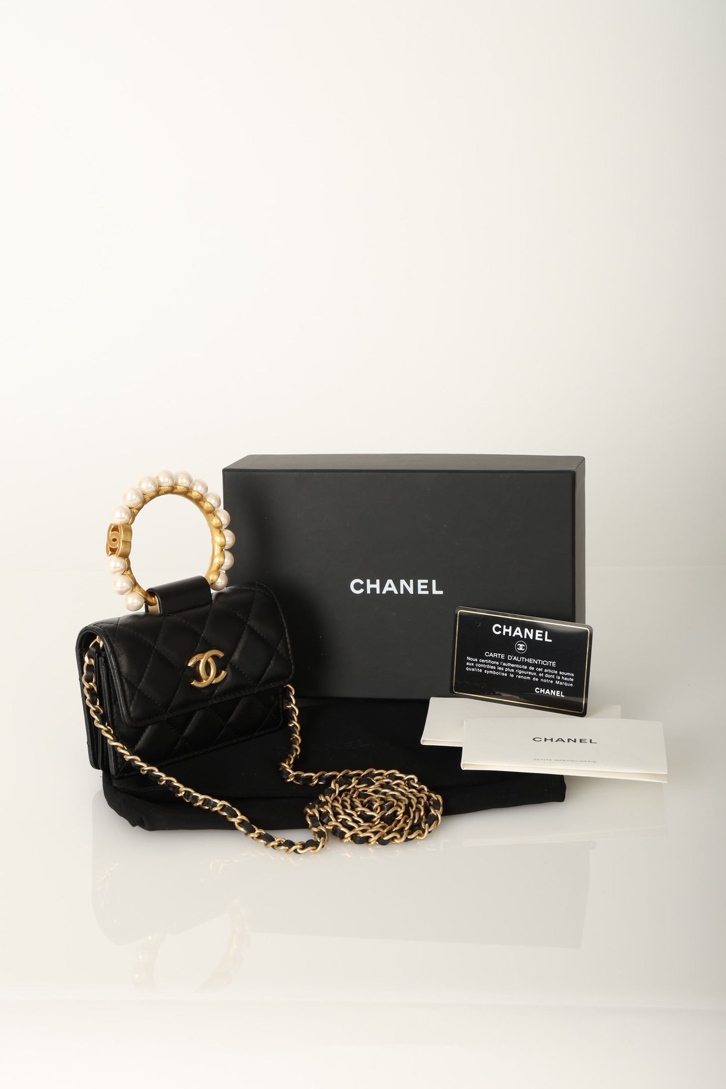 Chanel 2021 Lambskin Pearl Bracelet Bag