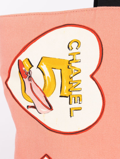 Chanel 2005 Canvas Coco Hearts Tote