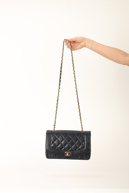 Chanel 1991 Lambskin Dark Navy Medium Diana