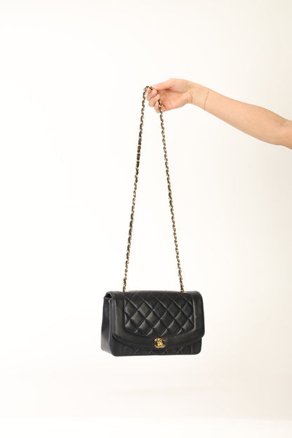 Chanel 1991 Lambskin Dark Navy Medium Diana