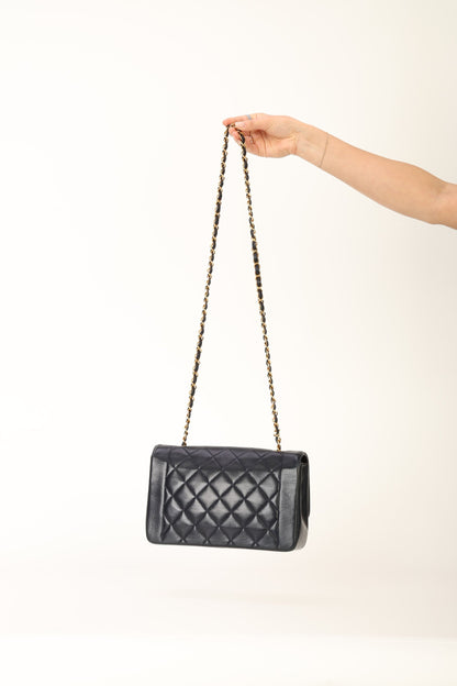 Chanel 1991 Lambskin Dark Navy Medium Diana