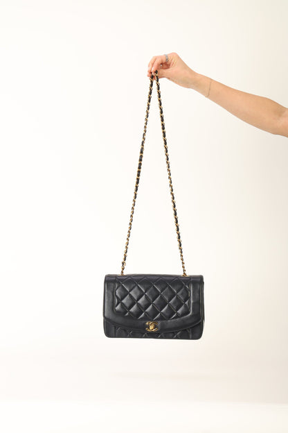Chanel 1991 Lambskin Dark Navy Medium Diana