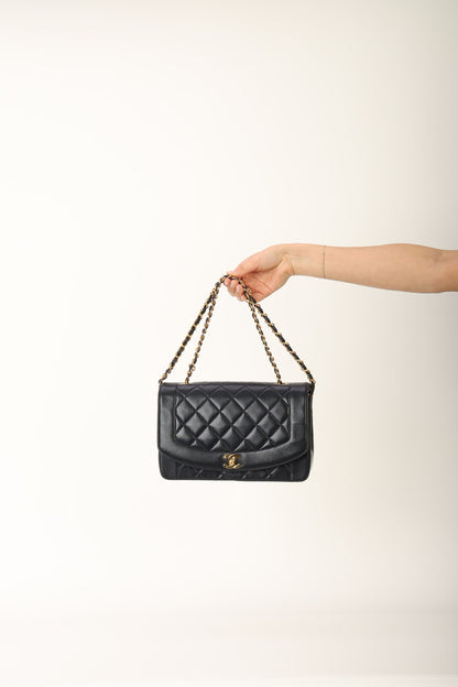 Chanel 1991 Lambskin Dark Navy Medium Diana