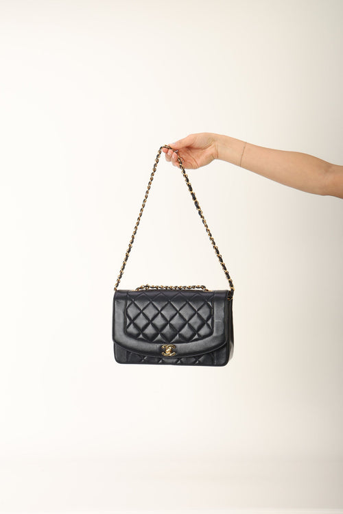 Chanel 1991 Lambskin Dark Navy Medium Diana