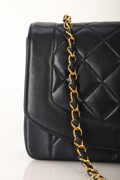 Chanel 1991 Lambskin Dark Navy Medium Diana