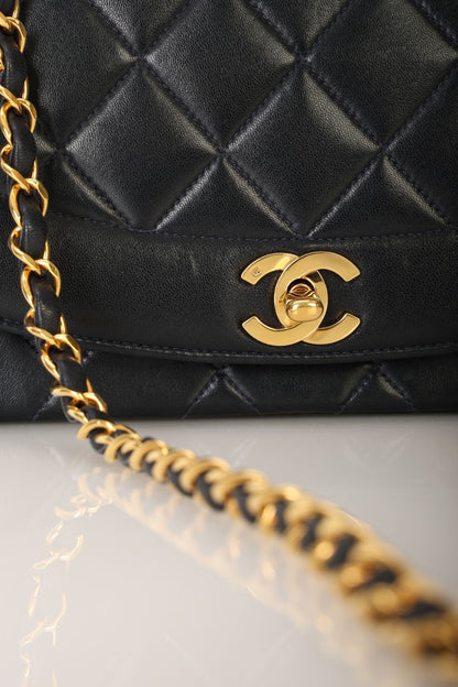 Chanel 1991 Lambskin Dark Navy Medium Diana