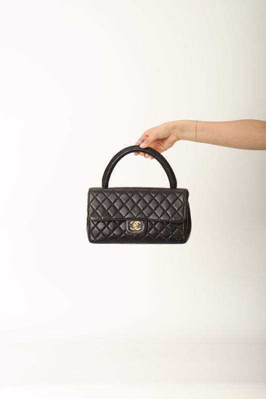 Chanel 1994 Lambskin East West Kelly Top Handle