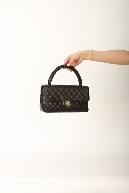 Chanel 1994 Lambskin East West Kelly Top Handle