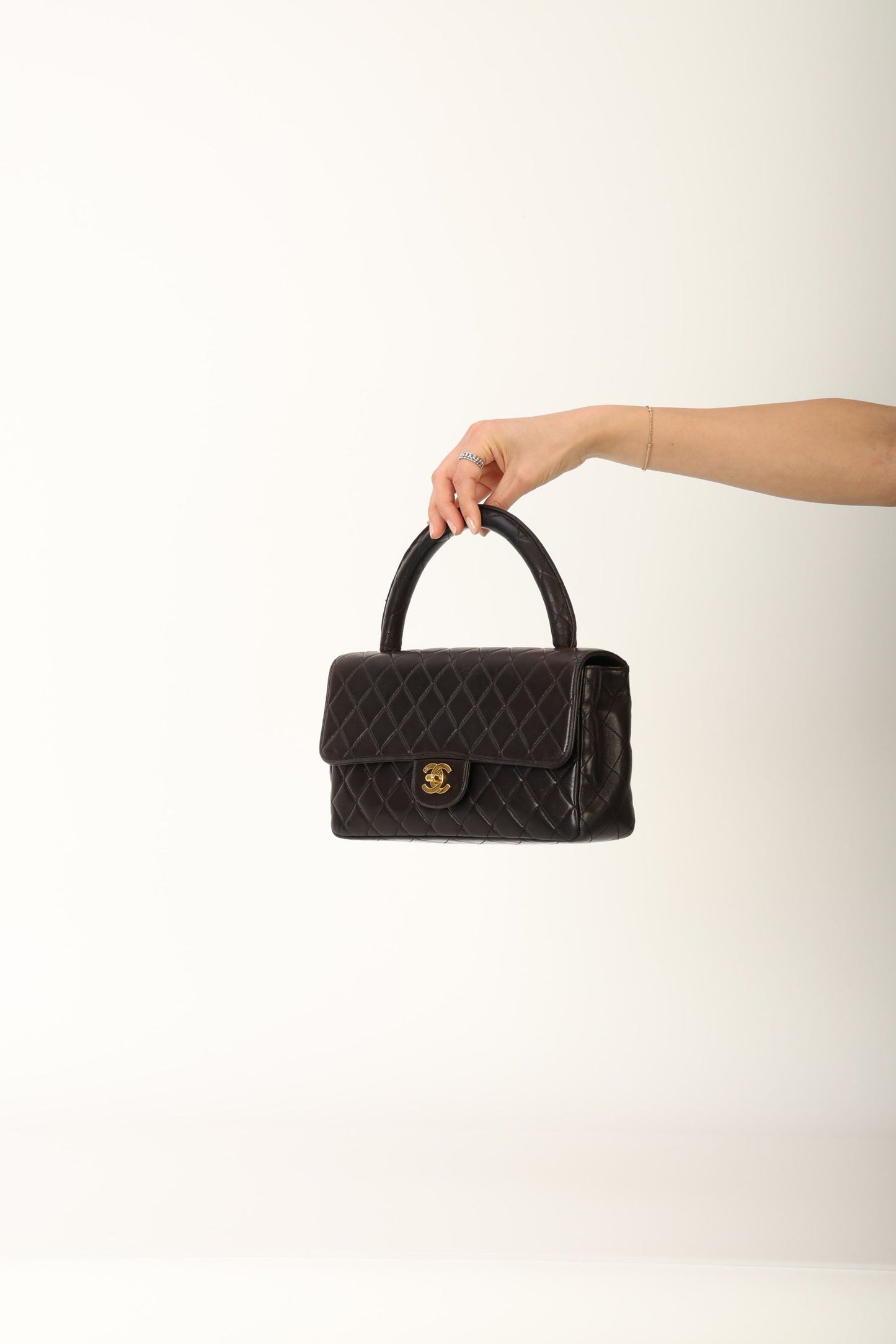 Chanel 1994 Lambskin East West Kelly Top Handle