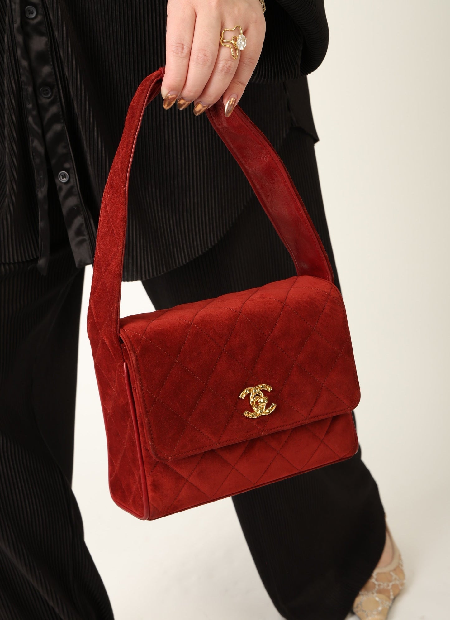 Chanel 1991 Suede Mini Shoulder Bag