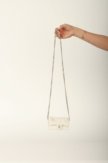 Chanel 2023 Caviar Cardholder w/ Chain