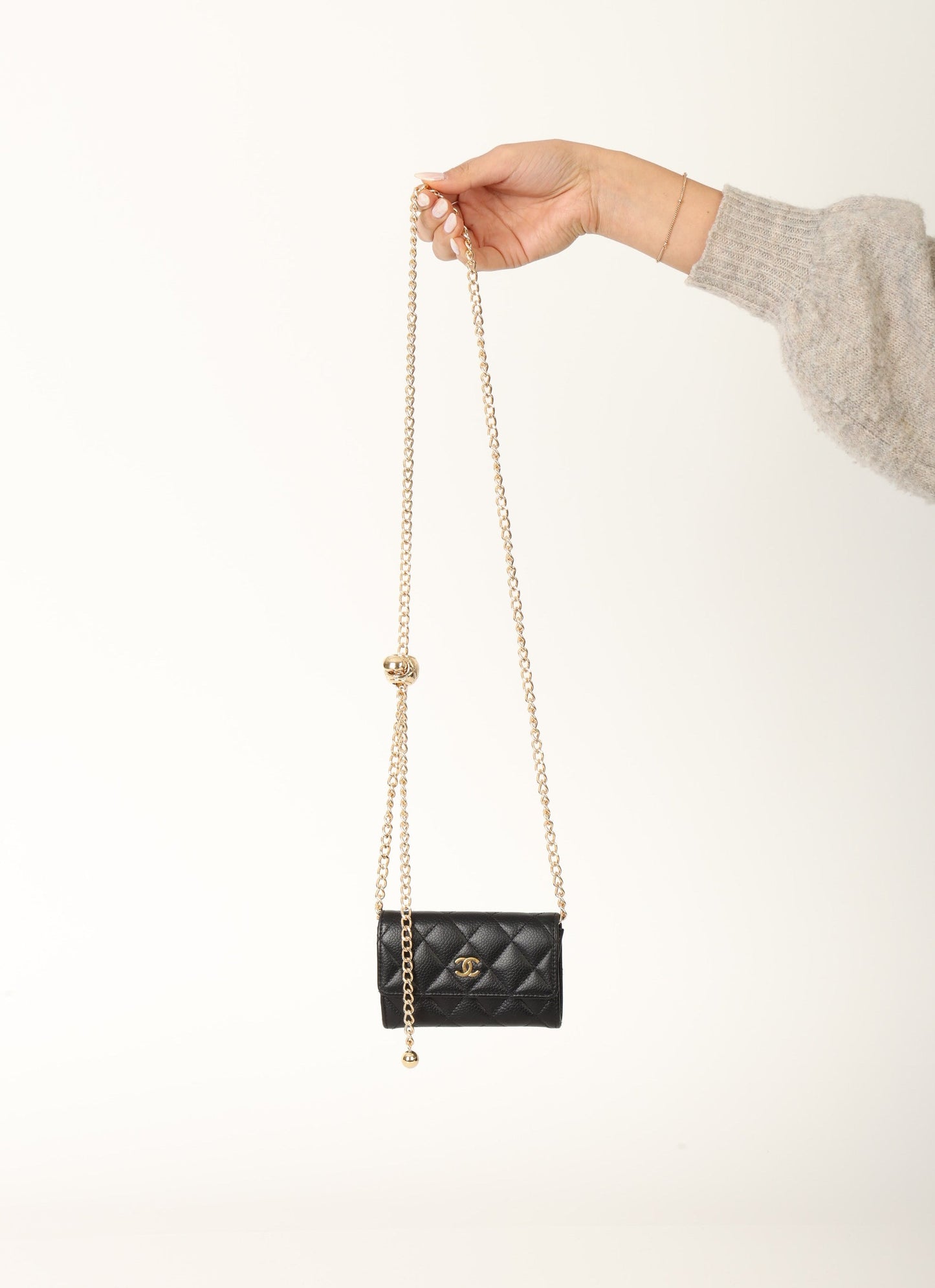 Chanel 2015 Caviar Cardholder w/ Chain