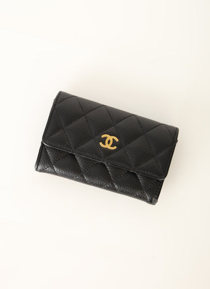 Chanel 2015 Caviar Cardholder w/ Chain
