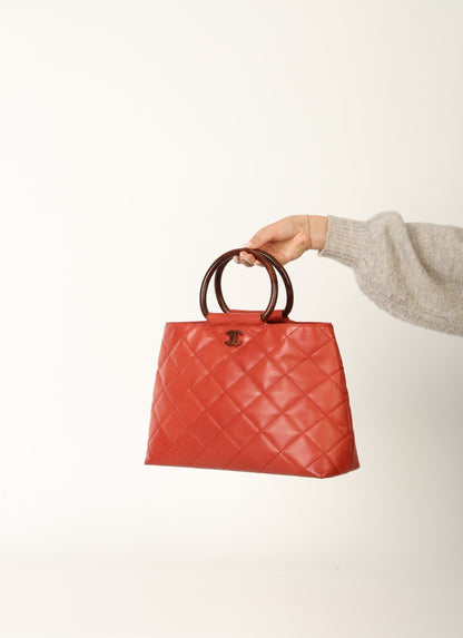 Chanel 2000 Calfskin Wood Acrylic Tote