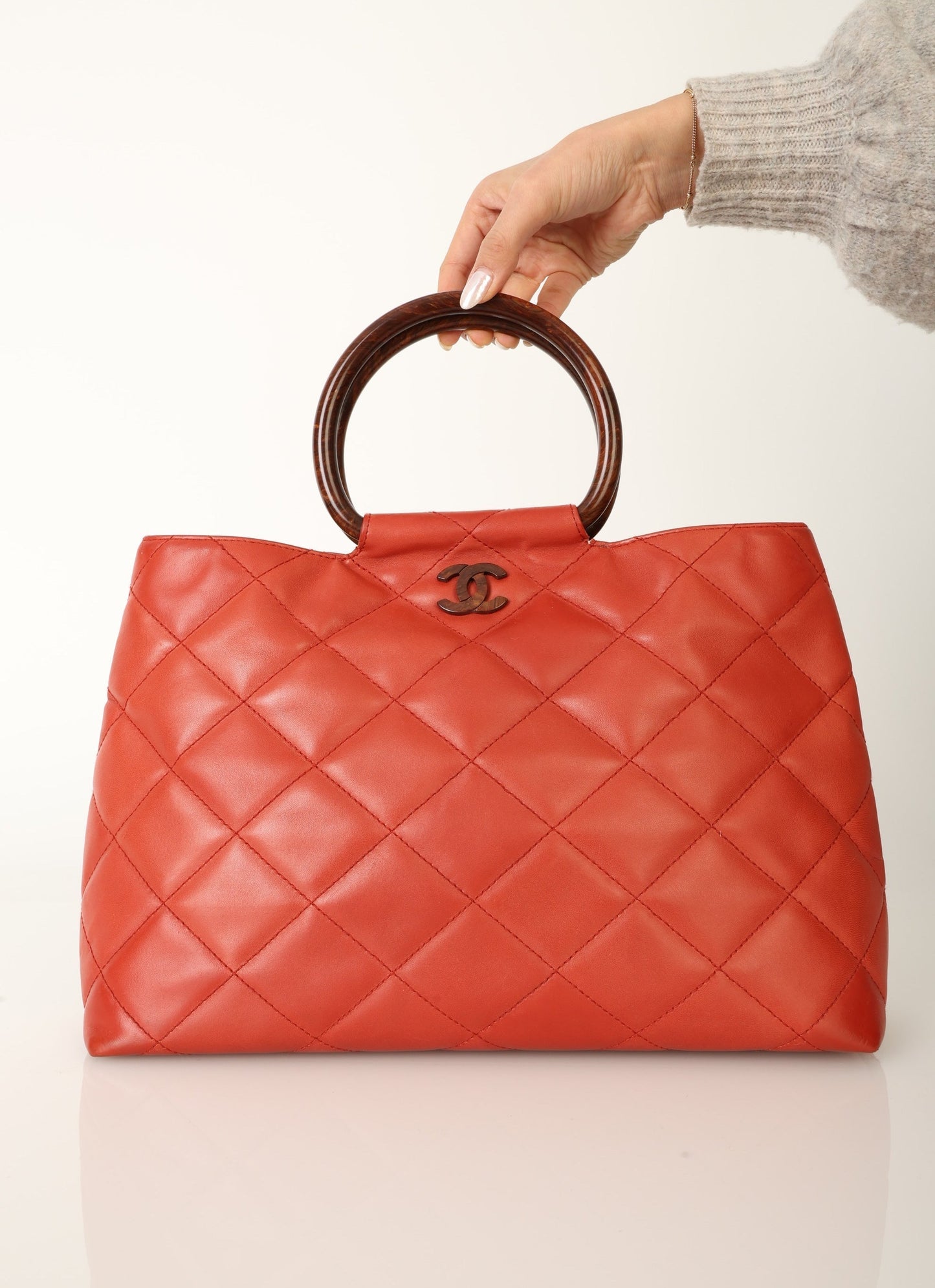 Chanel 2000 Calfskin Wood Acrylic Tote