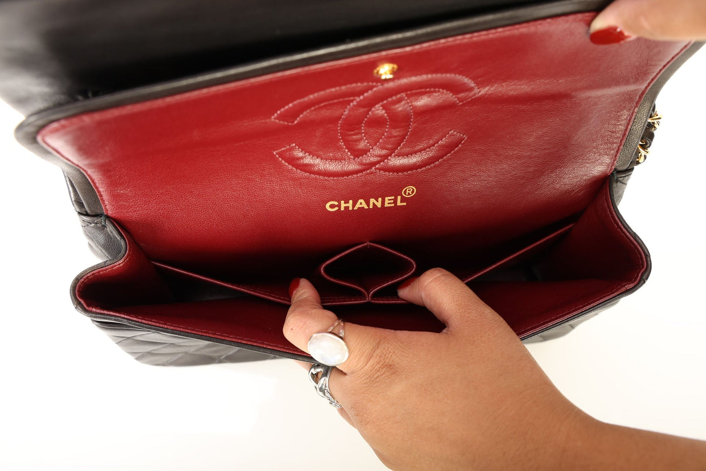 Chanel 1991 Dark Brown Lambskin Medium Double Flap Bag