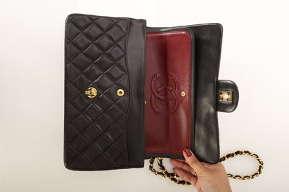 Chanel 1991 Dark Brown Lambskin Medium Double Flap Bag