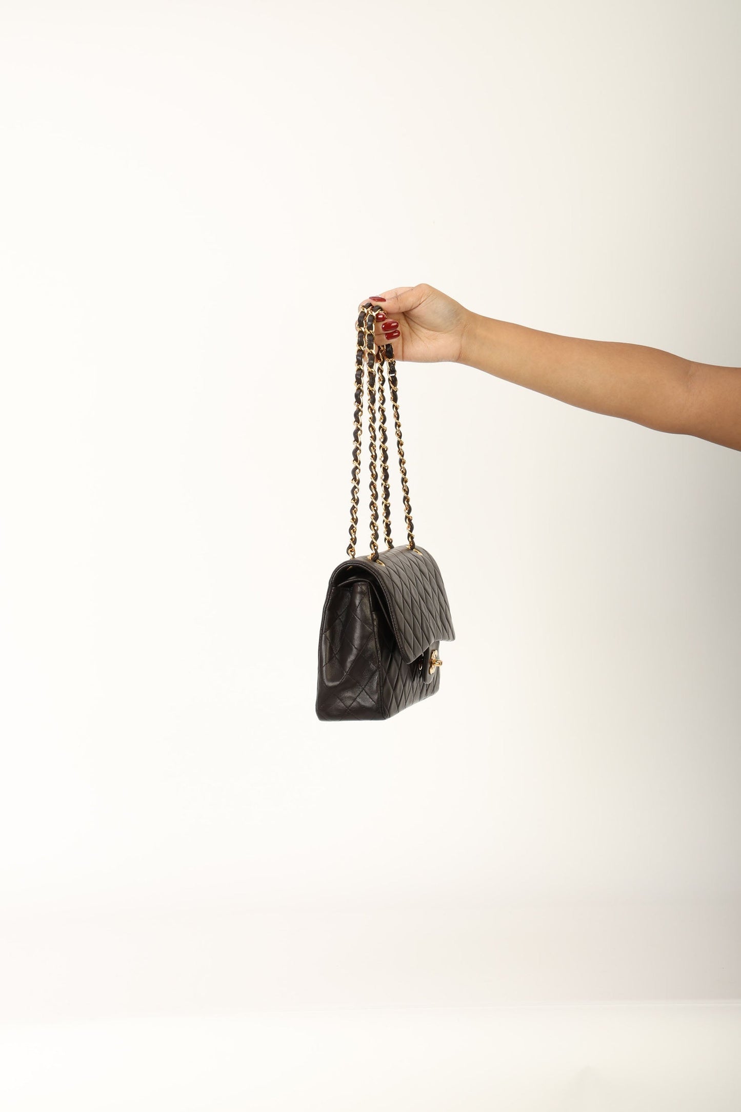 Chanel 1991 Dark Brown Lambskin Medium Double Flap Bag