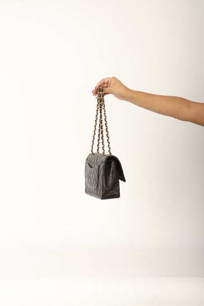 Chanel 1991 Dark Brown Lambskin Medium Double Flap Bag