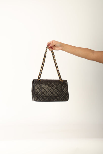 Chanel 1991 Dark Brown Lambskin Medium Double Flap Bag