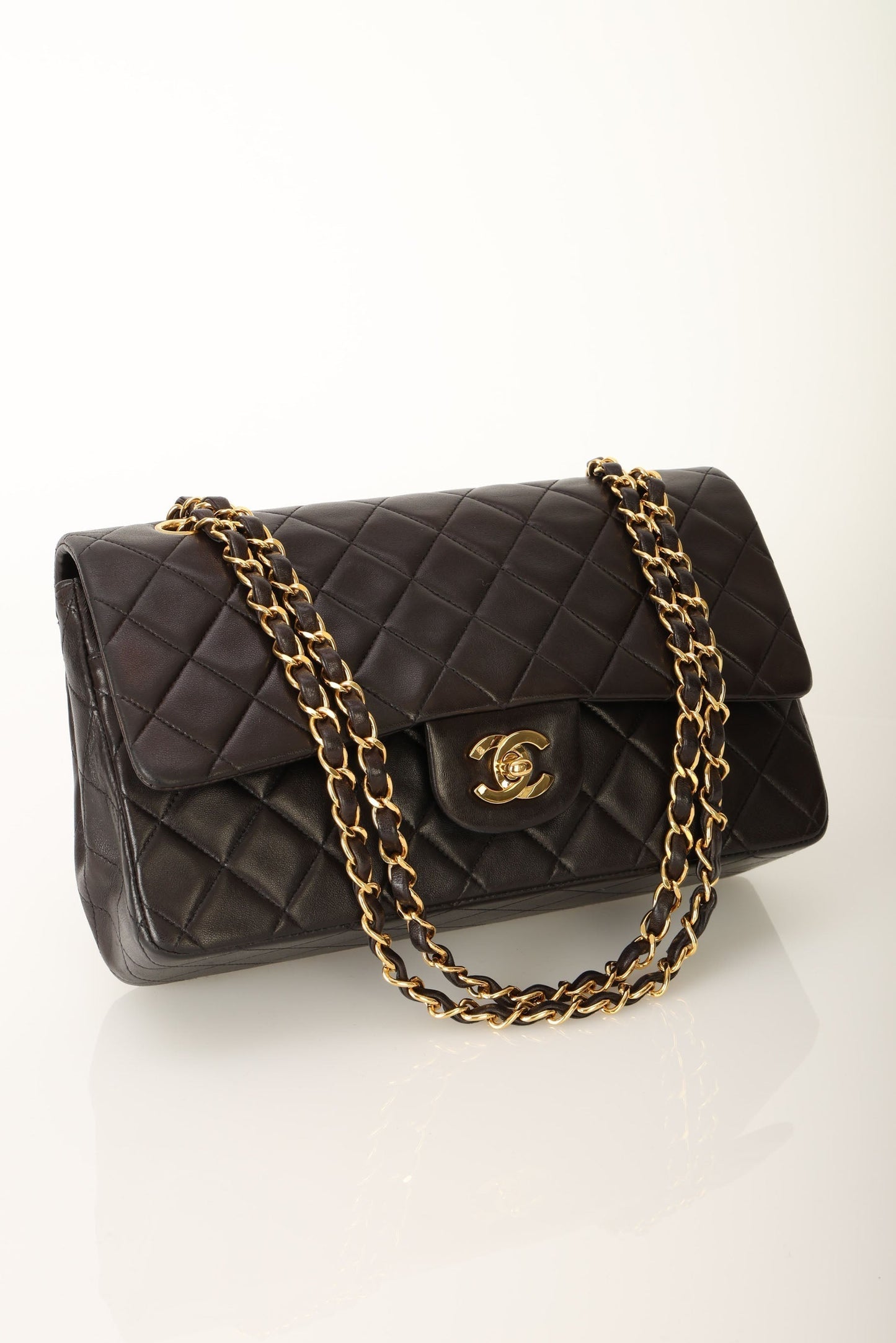 Chanel 1991 Dark Brown Lambskin Medium Double Flap Bag
