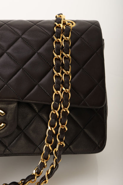 Chanel 1991 Dark Brown Lambskin Medium Double Flap Bag