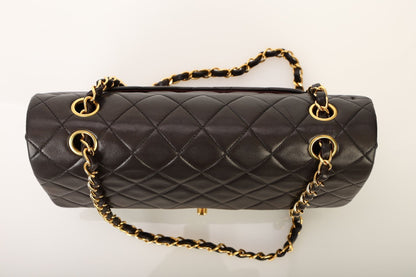 Chanel 1991 Dark Brown Lambskin Medium Double Flap Bag