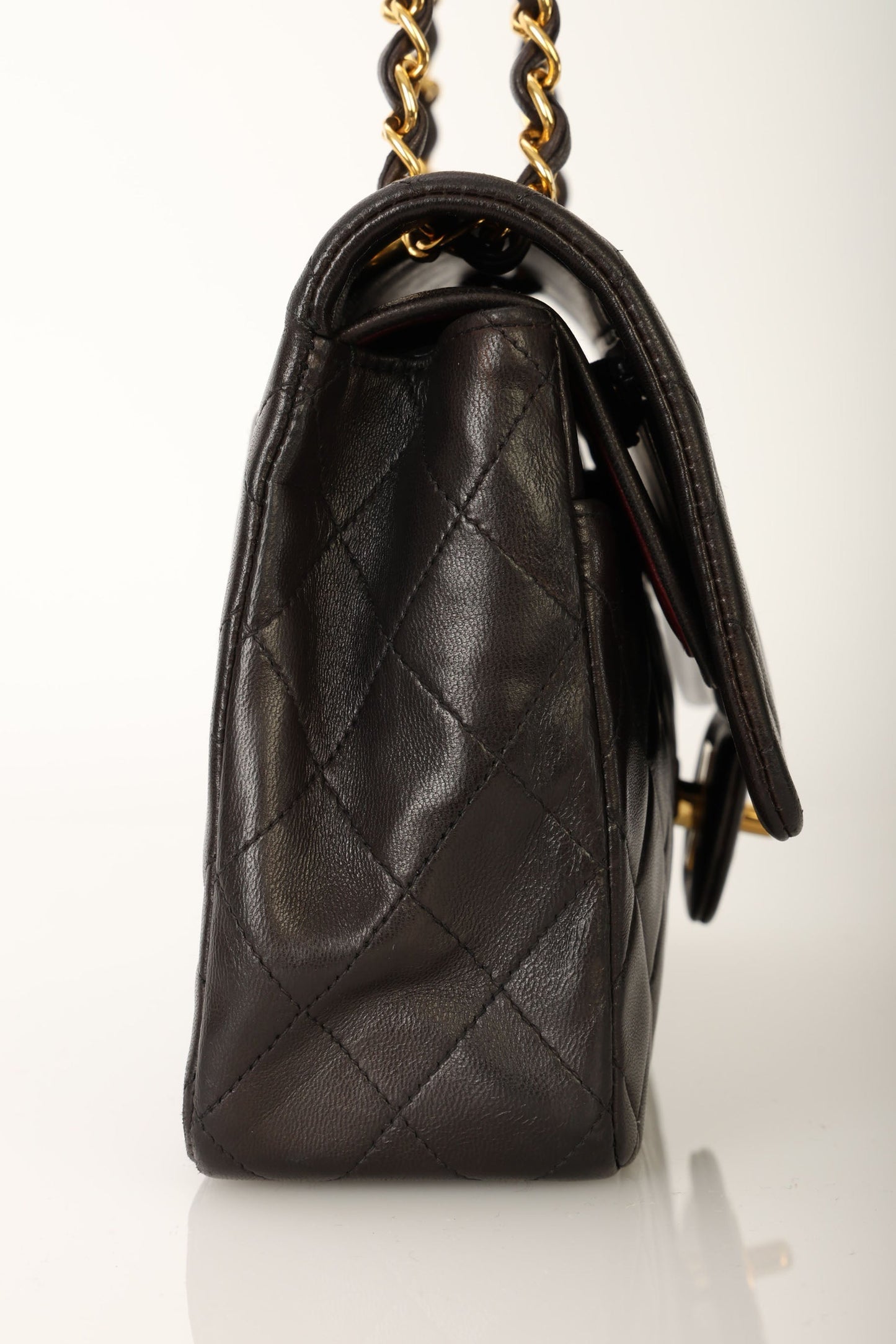 Chanel 1991 Dark Brown Lambskin Medium Double Flap Bag